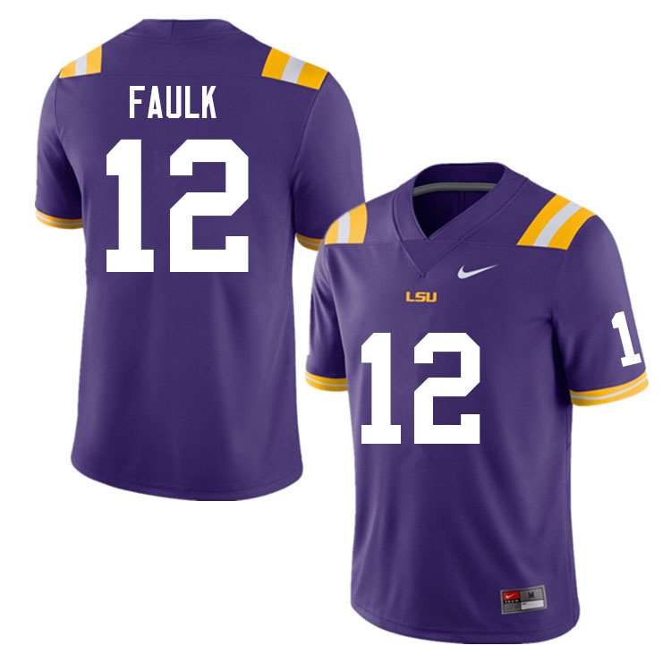 Men #12 Tavion Faulk LSU Tigers College Football Jerseys Sale-Purple